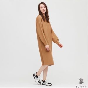 UNIQLO Women 3D Knit Cotton Balloon Long Sleeve Dress